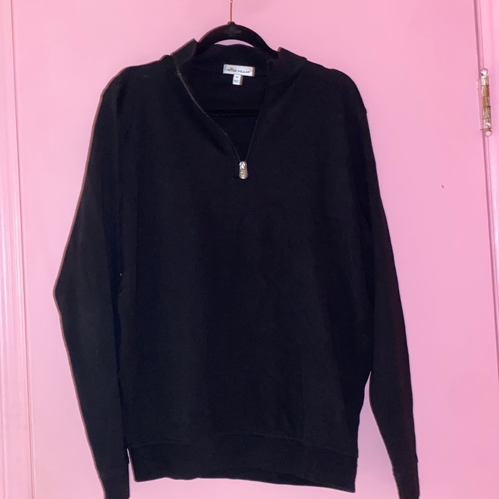 Peter Millar Crown Comfort Interlock Quarter Zip|black|size medium